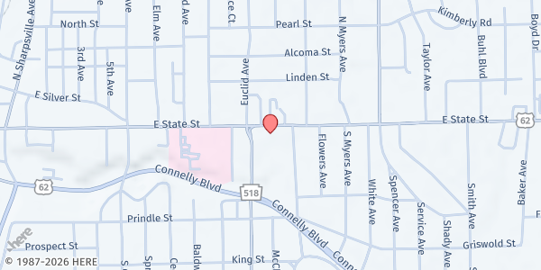 Map showing ROAR Center at 912 E State St, Sharon, PA