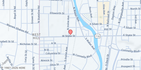 Map showing St. John's at 226 W. State Street, Sharon, PA