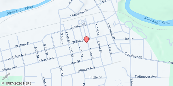 Map showing St. Bartolomew Church at 311 West Ridge Avenue, Sharpsville, PA