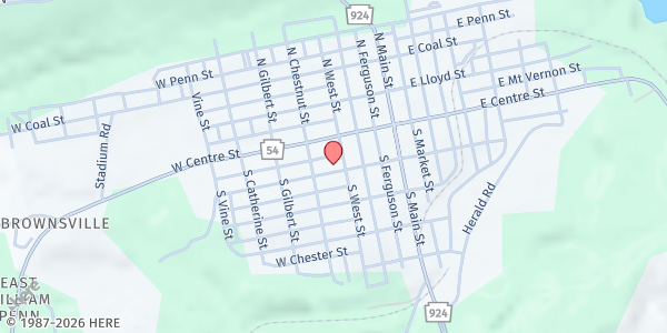 Map showing Shenandoah Valley Food Pantry - Iglesia Cristiana El Dios Vivo at Iglesia Cristiana El Dios Vivo, 213 West Oak Street, Shenandoah, PA