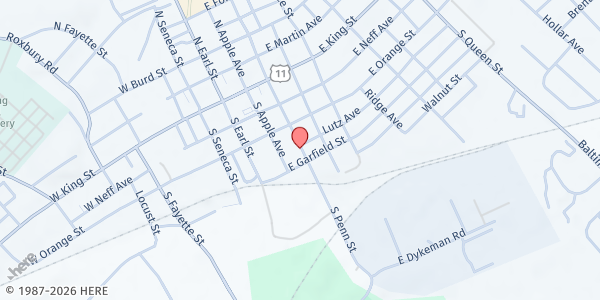 Map showing Christ Among Neighbors at 130 S Penn St, Shippensburg, PA