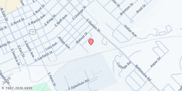 Map showing Oasis of Love Church at 303 S. Washington St., Shippensburg, PA