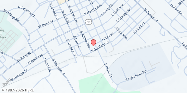 Map showing Shippensburg Produce and Outreach at 130 S. Penn St., Shippensburg, PA