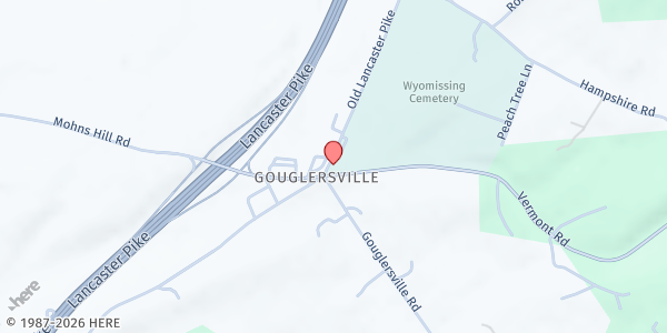 Map showing Mohnton Mobile Market - Wyomissing United Church of Christ at Wyomissing United Church of Christ, 2 Vermont Road, Sinking Spring, PA