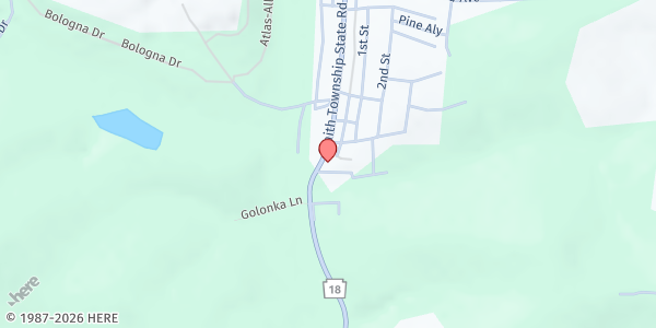 Map showing Greater Washington Co. Food Bank Distribution at 1848 Smith Township State Rd., Slovan, PA