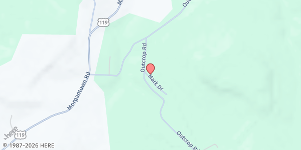 Map showing Outcrop Apartments at 100 Mark Dr., Smithfield, PA