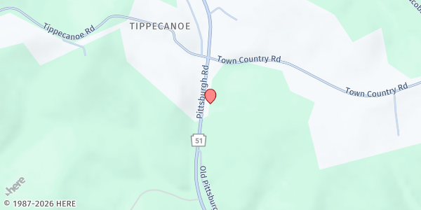 Map showing New Life Free Methodist Church at 2370 Pittsburgh St., Smock, PA