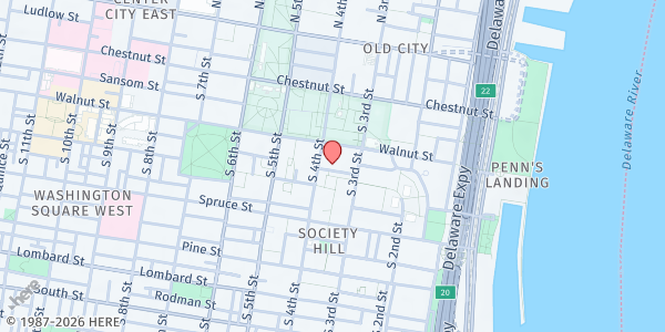 Map showing Old St. Joseph's Catholic Church at 321 Willings Alley, Society Hill, PA