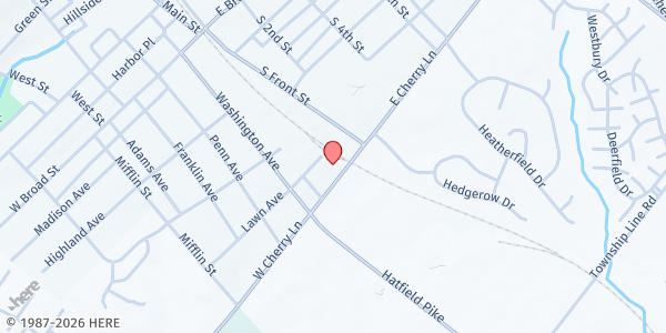 Map showing Bean Bag Food Program - Souderton at 55 East Cherry Lane, Souderton, PA