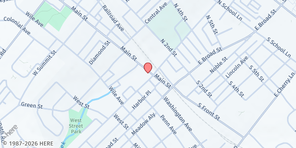 Map showing Keystone Opportunity Center at 104 North Main Street, Souderton, PA