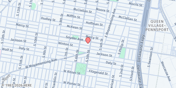 Map showing Mount Enon Baptist Church at 500 Snyder Avenue, South Philadelphia East, PA