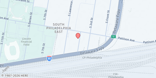 Map showing Philabundance at 3616 South Galloway Street, South Philadelphia East, PA