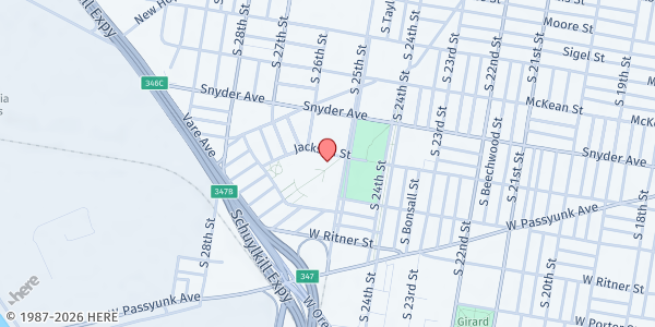 Map showing Wilson Park at 2506 Jackson Street, South Philadelphia West, PA