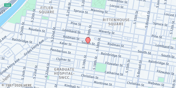 Map showing Good Shepherd Penn Partners Community Fridge at 1901 South Street, South Philadelphia, PA