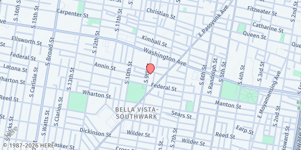 Map showing South Philadelphia Community Fridge @ Fridges and Family at 1149 South 9th Street, South Philadelphia, PA