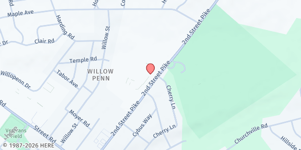 Map showing Jesus Focus Ministry at 1030 Second Street Pike, Southampton, PA