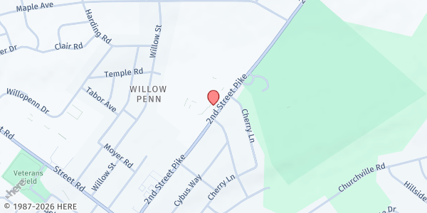 Map showing Jesus Focus Ministry Food Pantry at 1030 Second Street Pike, Southampton, PA