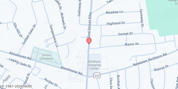 Map showing Klinger Middle School at 1415 Second Street, Southampton, PA