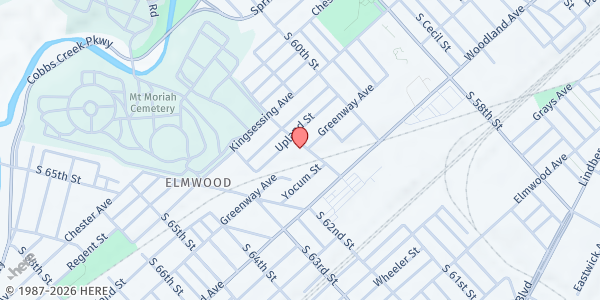 Map showing Mountain of Fire and Miracles Ministries at 2052 South 61st Street, Southwest Philadelphia, PA