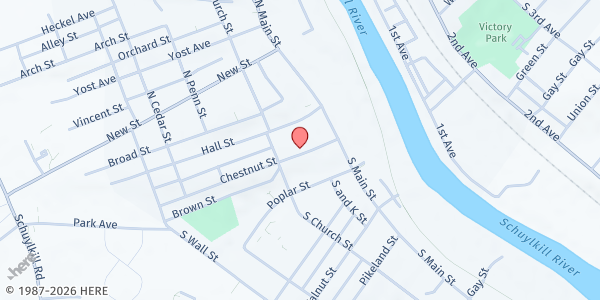 Map showing Spring City Food Pantry at 145 Chestnut St, Spring City, PA