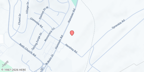 Map showing Sacred Heart Parish Center at 1031 Sprenkle Rd., Spring Grove, PA