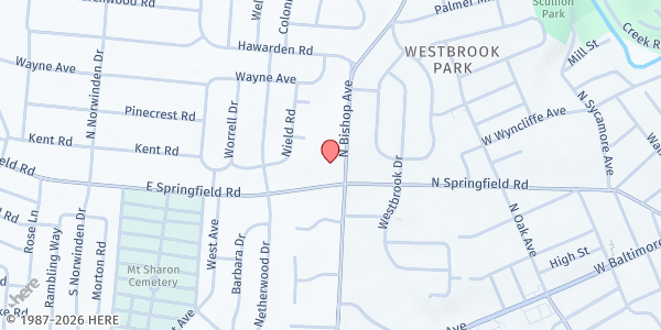 Map showing St Vincent de Paul Society Holy Cross Conferences at 651 East Springfield Road, Springfield, PA