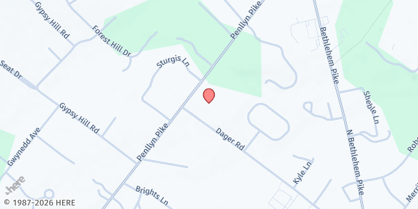 Map showing Bethlehem Baptist Church at 712 Penllyn Pike, Springhouse, PA