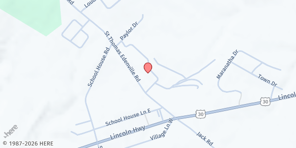 Map showing Assembly Of God St Thomas Church at 173 Rhondel Dr., St. Thomas, PA
