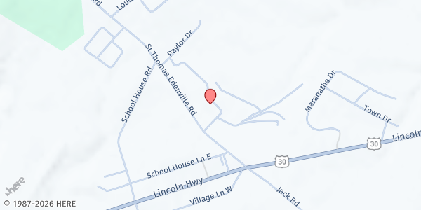 Map showing St. Thomas Assembly of God at 173 Rhondel Dr., St. Thomas, PA