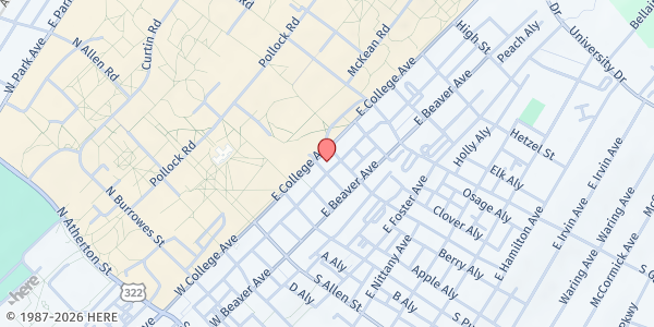 Map showing St. Paul's United Methodist Church & Wesley Foundation at 250 E. College Ave., State College, PA