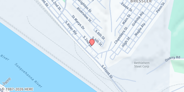 Map showing Prince of Peace: Mary's Helpers Food Pantry at 815 S. 2nd St., Steelton, PA