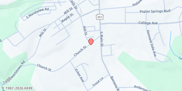 Map showing Stewartstown Food Pantry at 10 Church St, Stewartstown, PA