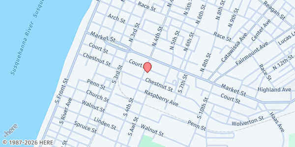 Map showing CSO - The Salvation Army - Sunbury at 40 S 4th St, Sunbury, PA