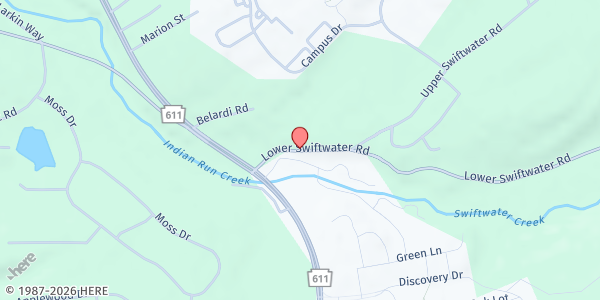Map showing EGLISE EV DE LA RENAISSANCE at 129 Lower Swiftwater Road, Swiftwater, PA