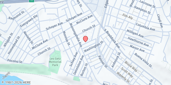 Map showing Swissvale Community Food Pantry - Food Distribution Center at 7415 Irvine St, Swissvale, PA