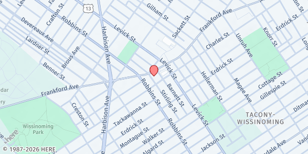 Map showing Kingdom Life Christian Center at 6325 Frankford Avenue, Tacony, PA