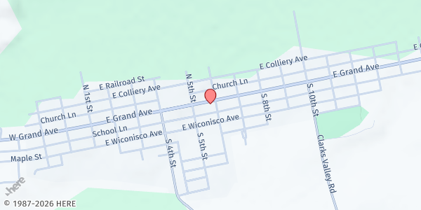Map showing Williams Valley Food Pantry (SCA) at 536 E. Grand Ave., Tower City, PA