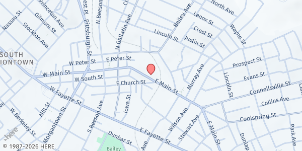 Map showing Beeson Court at 125 E. Main St., Uniontown, PA