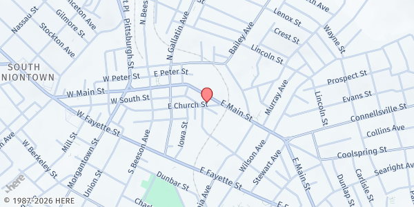 Map showing Marshall Manor Apartments at 112 E. Main St., Uniontown, PA