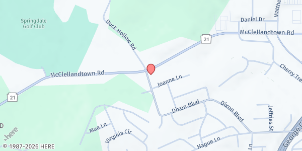 Map showing Spirit and Fire Church at 400 Dixon Blvd., Uniontown, PA