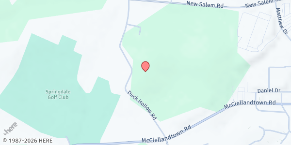 Map showing YWBA Food Pantry at 624 Duck Hollow Rd., Uniontown, PA