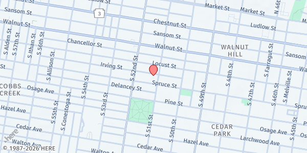 Map showing Church of the Holy Apostles and the Mediator at 260 South 51st Street, University City, PA