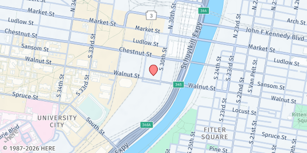 Map showing Martin Luther King Jr. Association For Nonviolence Inc. - Walnut Street at 3001 Walnut Street, University City, PA