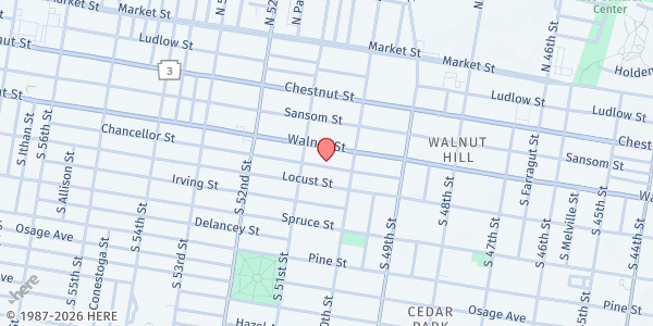 Map showing Playstreet 5000 Chancellor St. at 5031 Chancellor Street, University City, PA