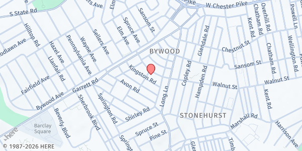 Map showing Christ Lutheran Church at 7240 Walnut Street, Upper Darby, PA