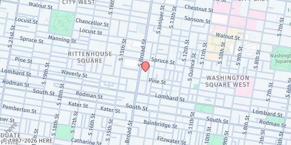 Map showing Broad St. Ministry at 315 South Broad Street, Washington Square West, PA