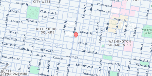 Map showing Broad Street Love - Washington Square West at 315 South Broad Street, Washington Square West, PA