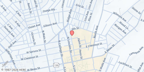 Map showing LeMoyne Community Center at 200 Forrest Ave., Washington, PA