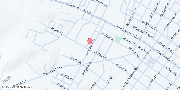 Map showing Fairview Avenue Brethren in Christ Church (F.A.B.I.C.) at 152 Fairview Ave., Waynesboro, PA