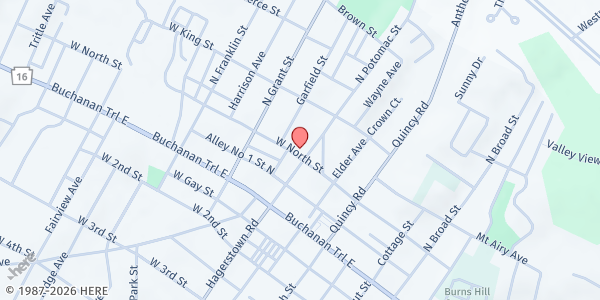 Map showing Faith Community Outreach Ministries at 104 N. Potomac St., Waynesboro, PA